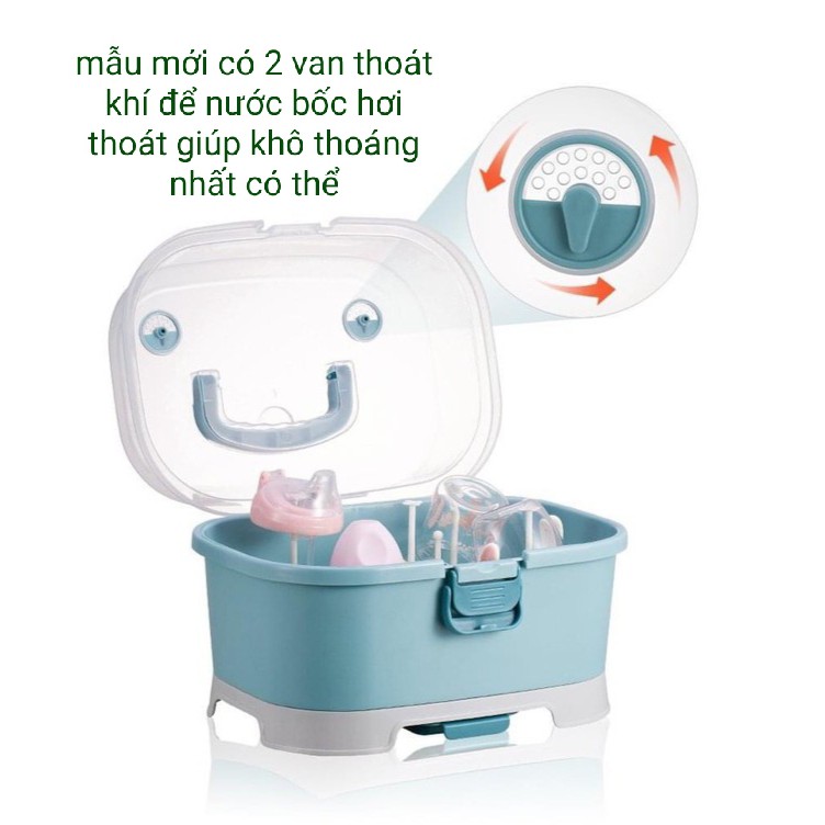 Khay đựng bình sữa CÓ NẮP ĐẬY, VAN THOÁT ẨM , Jupin, giá úp bình sữa