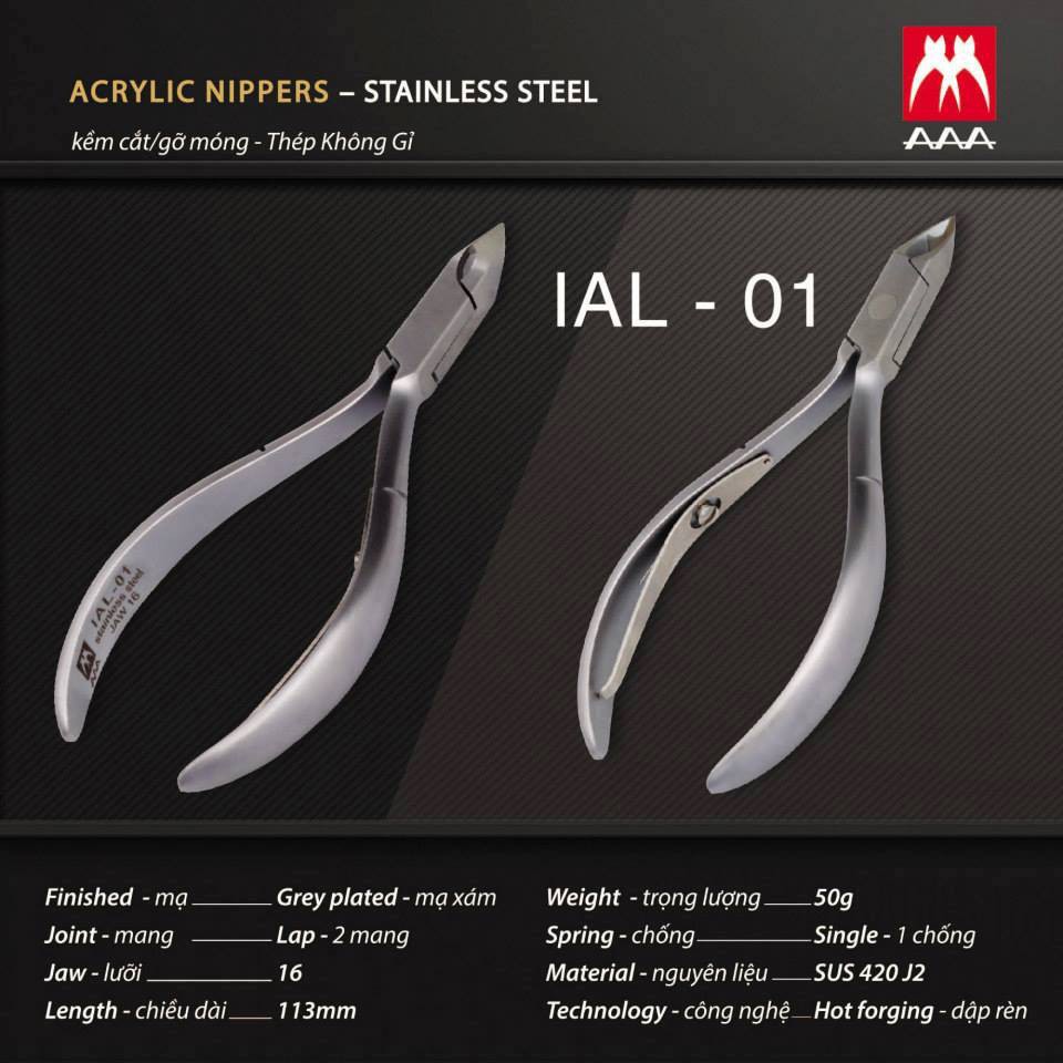 Kềm cắt móng Inox không gỉ cao cấp AAA IAL-01 dụng cụ làm móng tay chuyên nghiệp nghệ thuật nail