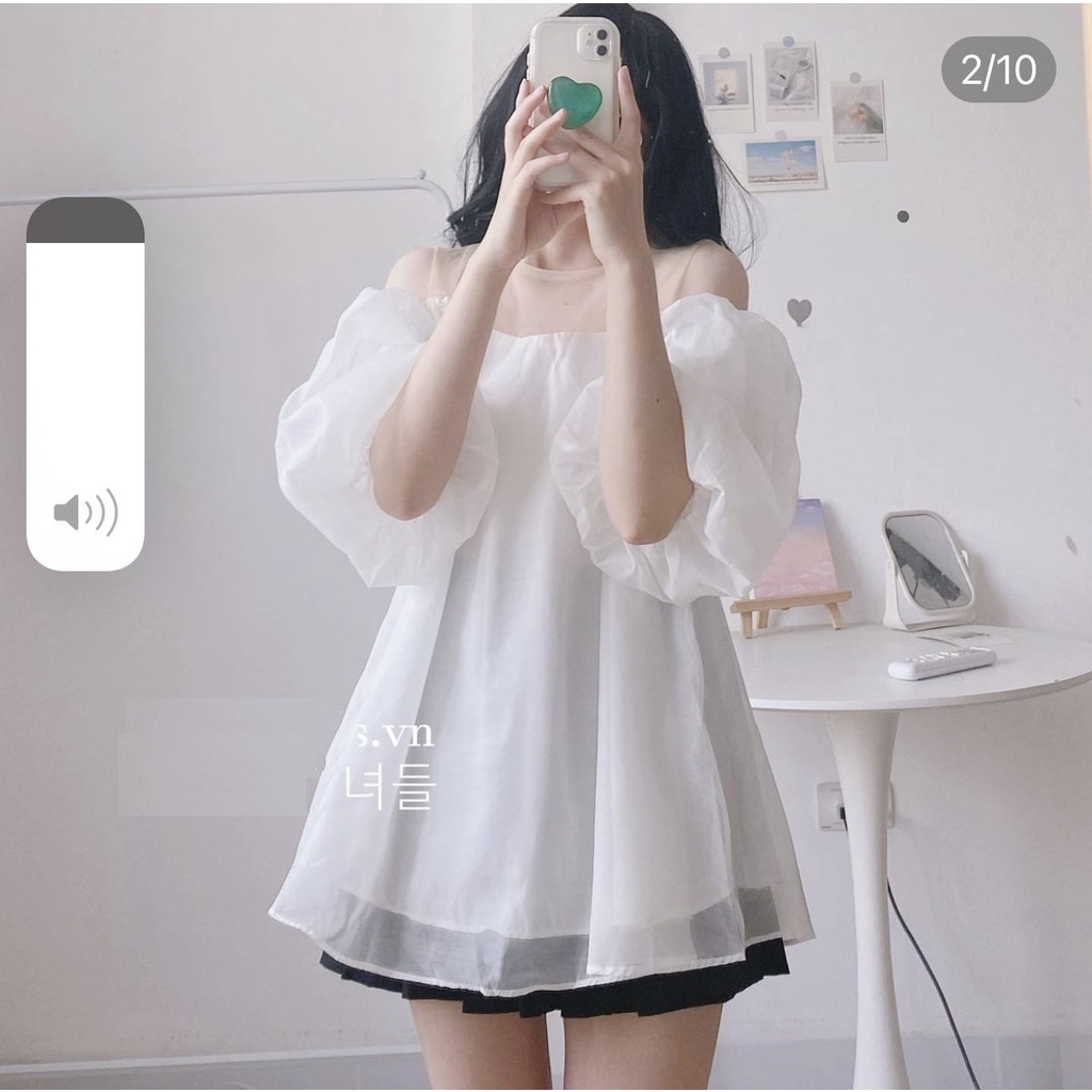 Áo Trễ Vai Von Đính Ngọc PEONYB Nữ [FREESHIP]  Thun kiểu babydoll bánh bèo tiểu thư hotgirl màu trắng hàn quốc đẹp