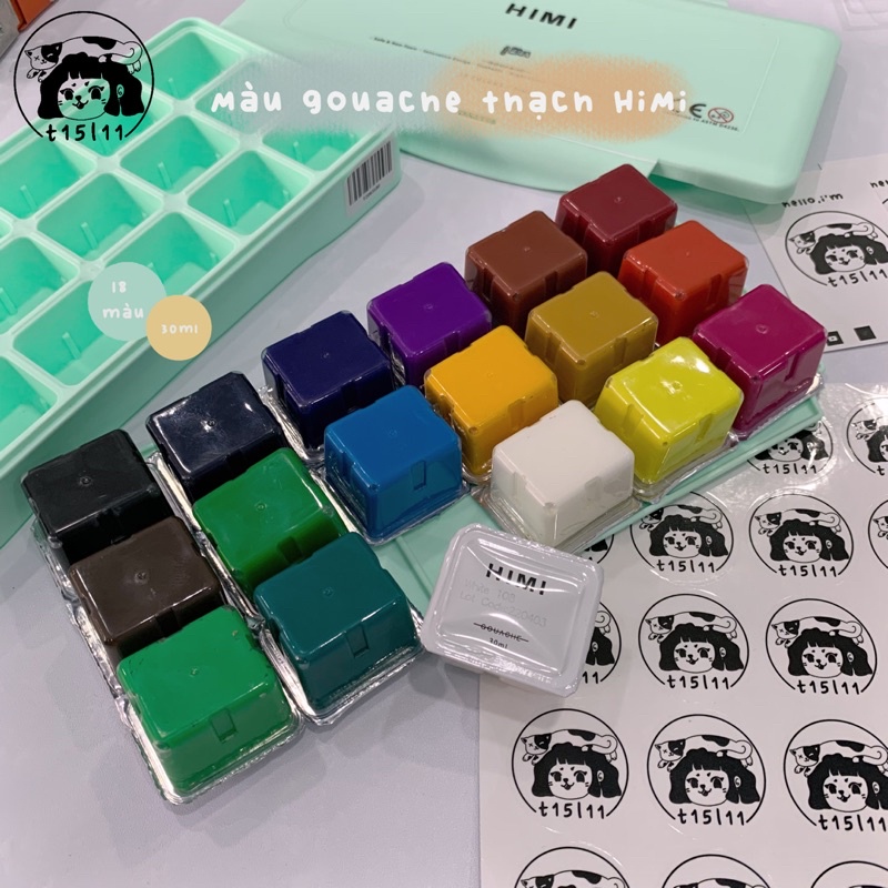 Màu Gouache Himi dạng thạch Bộ 18 màu 30ml