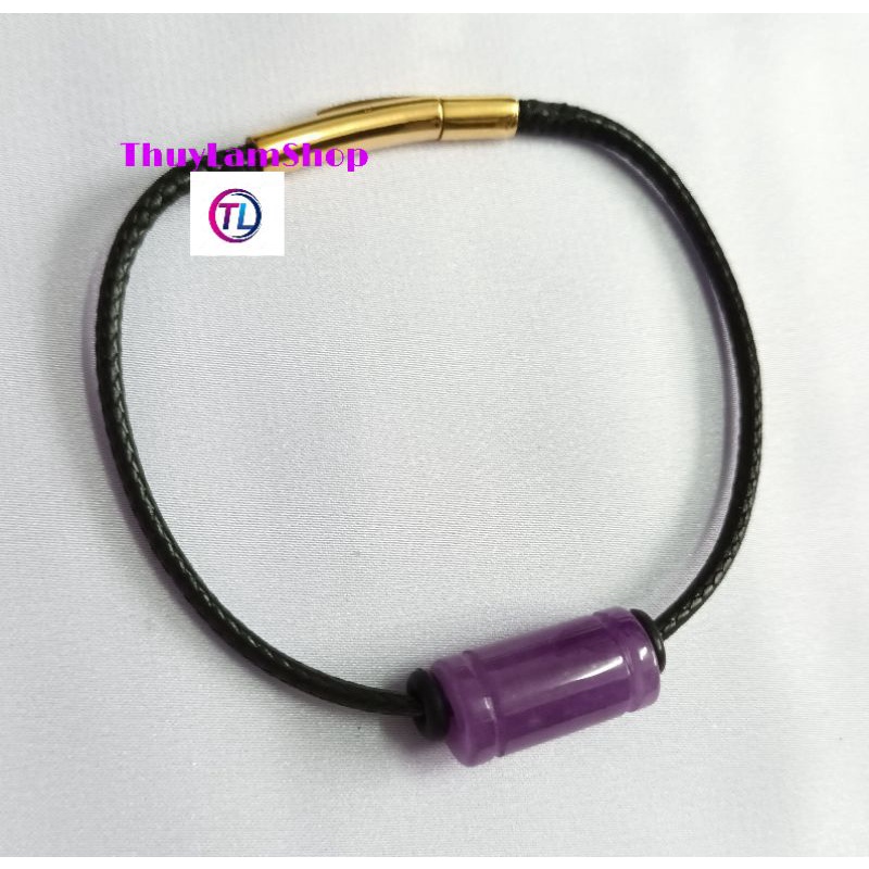 Vòng tay lu thống đầu xuôi đuôi lọt đá T.A tím khóa bấm cao cấp