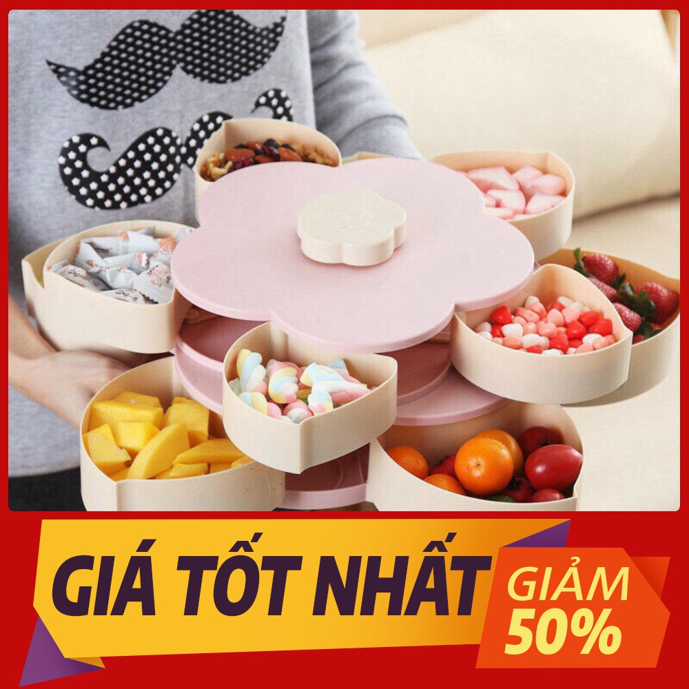 [Sale toàn shop] Khay đựng bánh kẹo - mứt 2 tầng hình cánh hoa