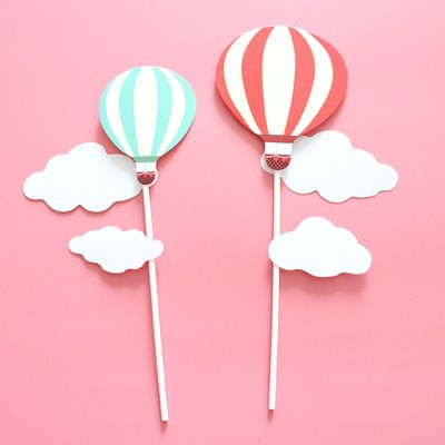 Set khinh khí cầu + mây trắng