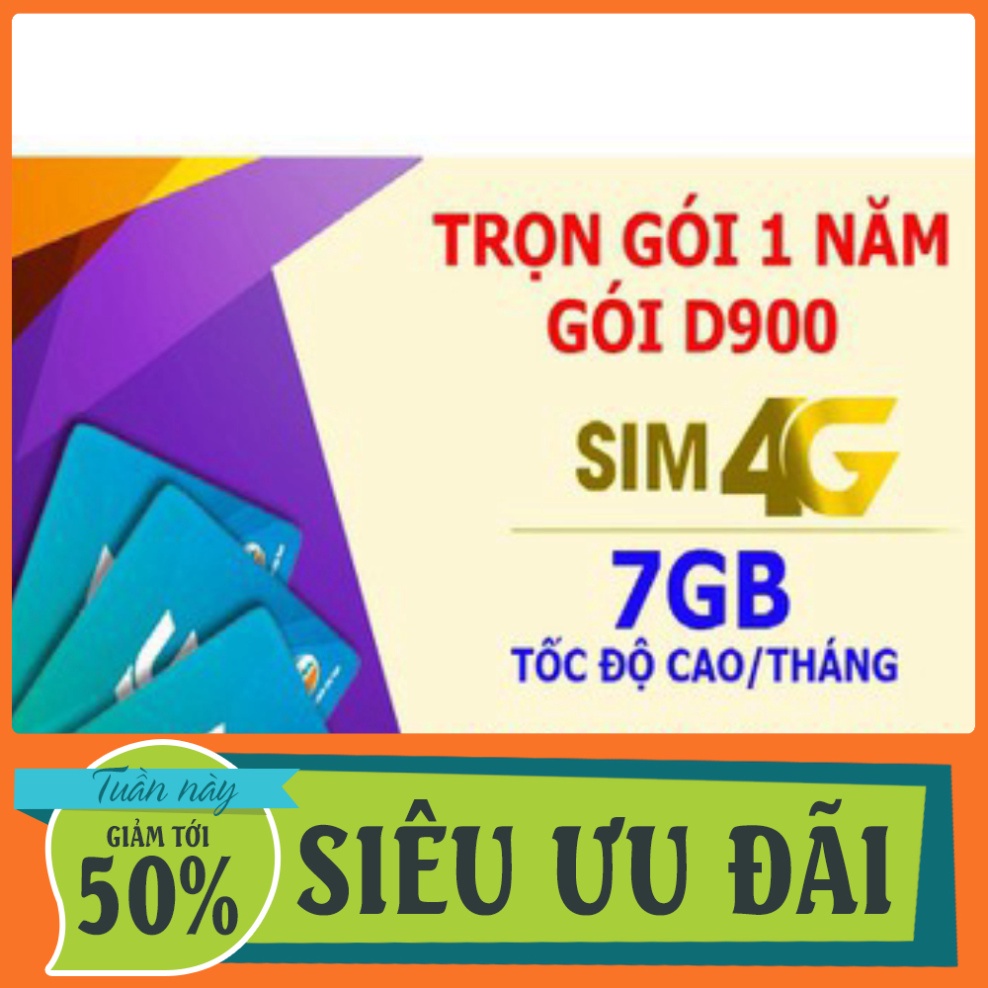 SIÊU SALE 30% SIM 4G VIETTEL D900 TẶNG 7GB/THÁNG 12umax50n d500 tặng 4gb/tháng bao xài 1 năm không tốn phí gia hạn SIÊU