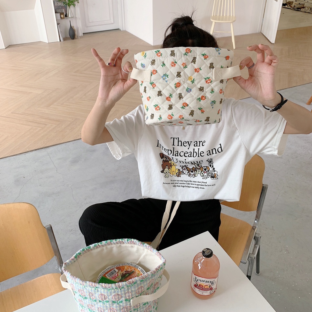 Giỏ Đựng Đồ Ăn Vặt / Đồ Chơi Bằng Vải Bạt Hình Tròn Dễ Thương