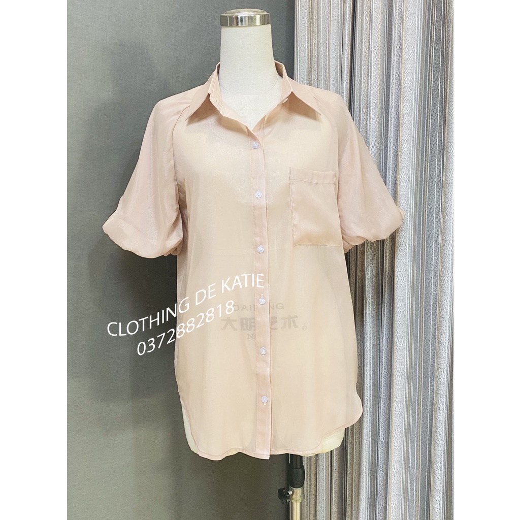 ÁO SƠ MI NGẮN TAY BỒNG VOAN TƠ BÓNG