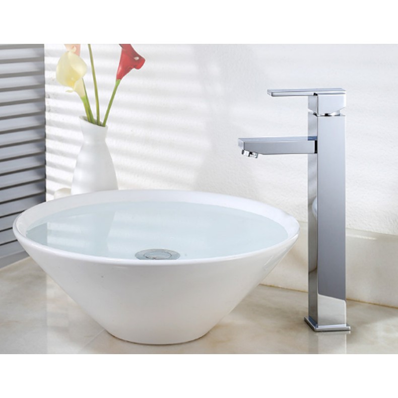 Vòi Lavabo nóng lạnh dáng dài cao cấp - hợp kim Shatian - dùng cho Lavabo đặt bàn