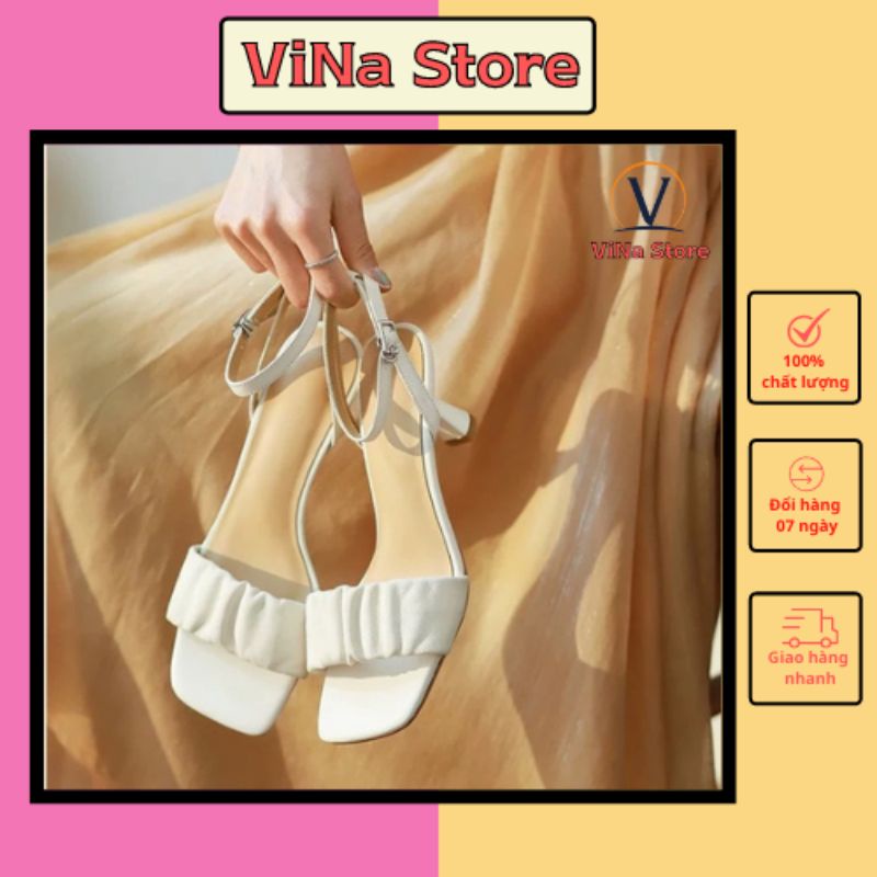 GIÀY SANDAL CAO GÓT NỮ QUAI NHÚN BÈO ĐẾ NHỌN 5-7 PHÂN HOTTREND 2022- VINA STORE- MÃ S02