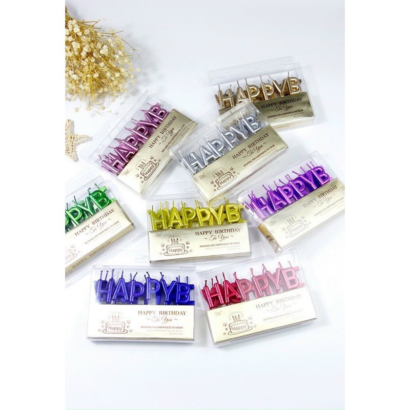 Combo 10 vỉ Nến Nhũ HappyBirthday trang trí bánh kem,trang trí bánh sinh nhật