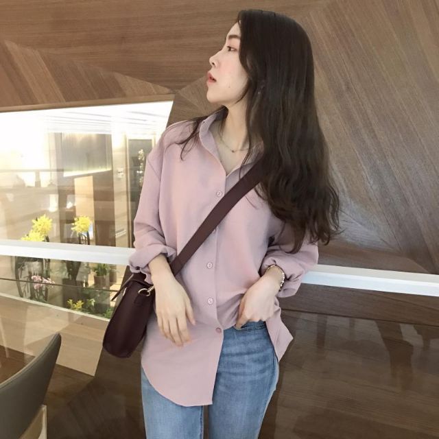 Sơ mi nữ tay dài hồng công sở