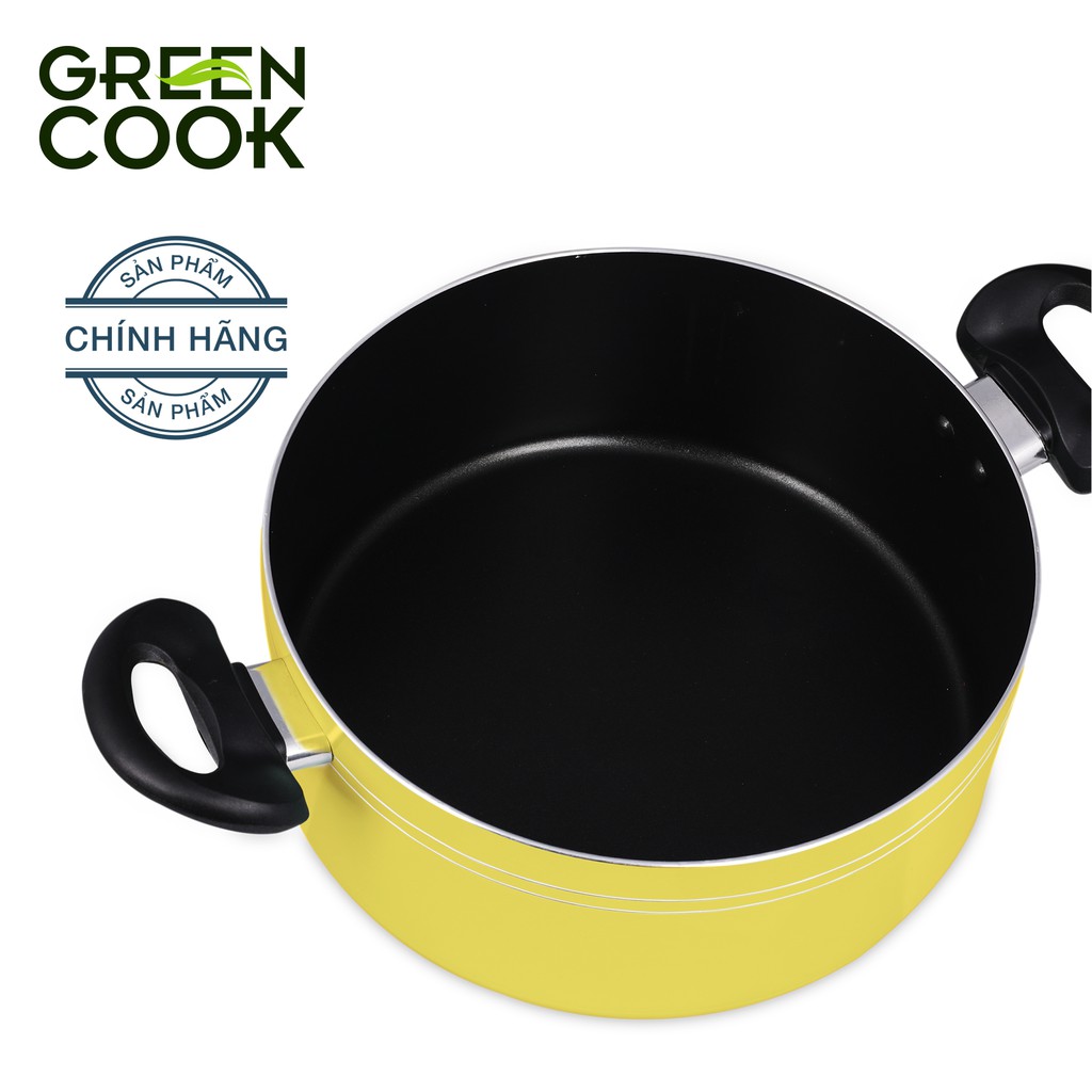 Nồi canh chống dính 24cm dung tích 4 lít Green Cook  ( Không dùng cho bếp từ )