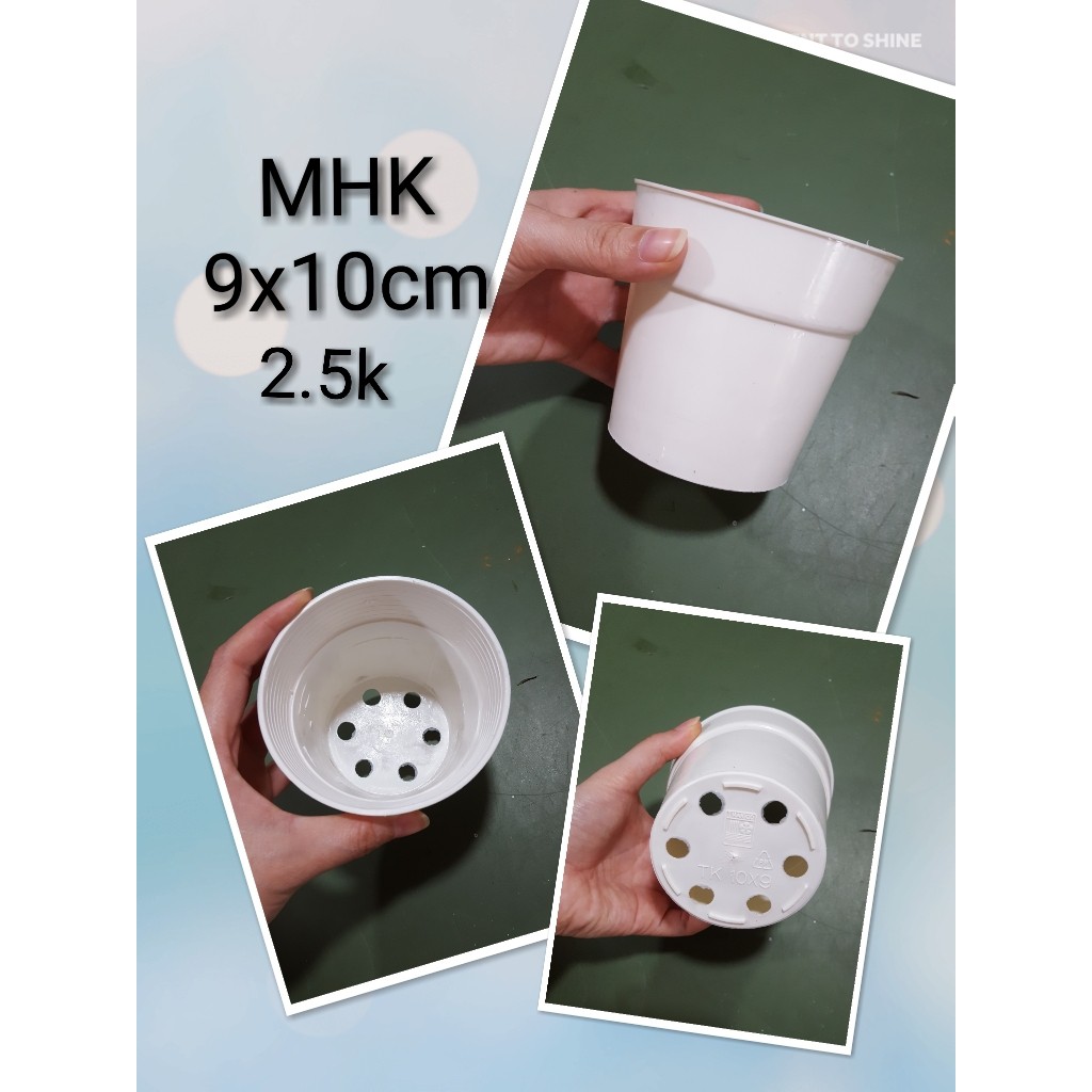 Chậu nhựa cứng 10x9 (cm) trắng ngà (màu kem) !