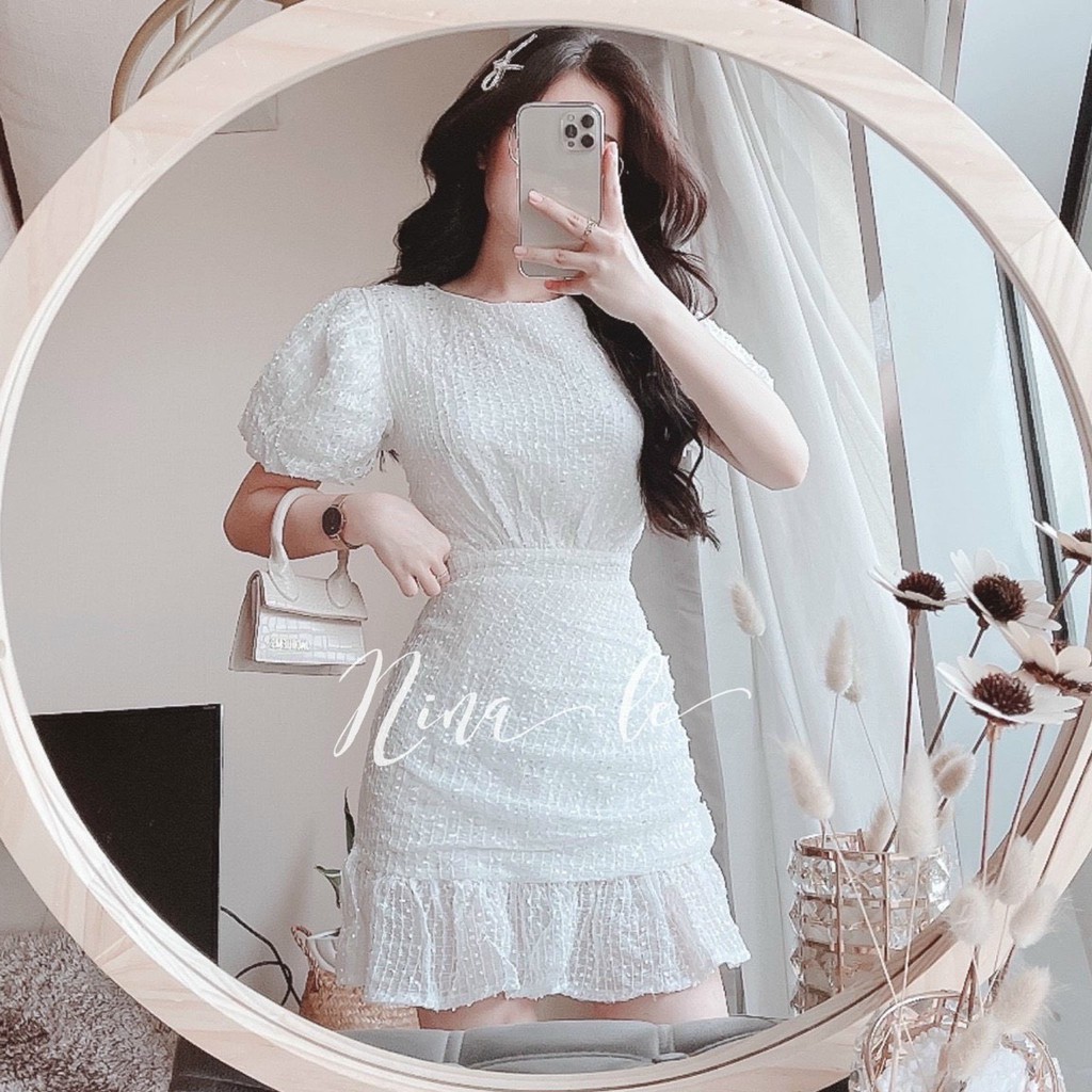 Đầm dự tiệc kim sa chất vải dày dặn có quần