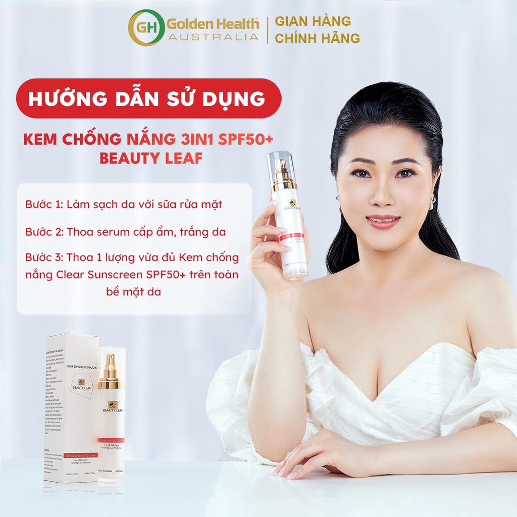 [GOLDEN HEALTH] Kem chống nắng Beauty Leaf Clear Sunscreen UVA/UVB SPF 50+ (chai 80ml)