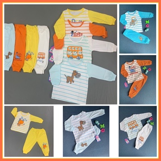 Đồ bộ 100% cotton dài tay nút vai cho bé trai từ 3 đến 12kg