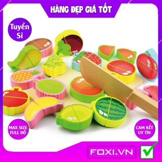 Đồ chơi cắt hoa quả bằng gỗ Foxi-cắt hoa quả nam châm-nhiều màu sắc đa dạng-trò chơi thú vị bổ ích-sáng tạo cho bé