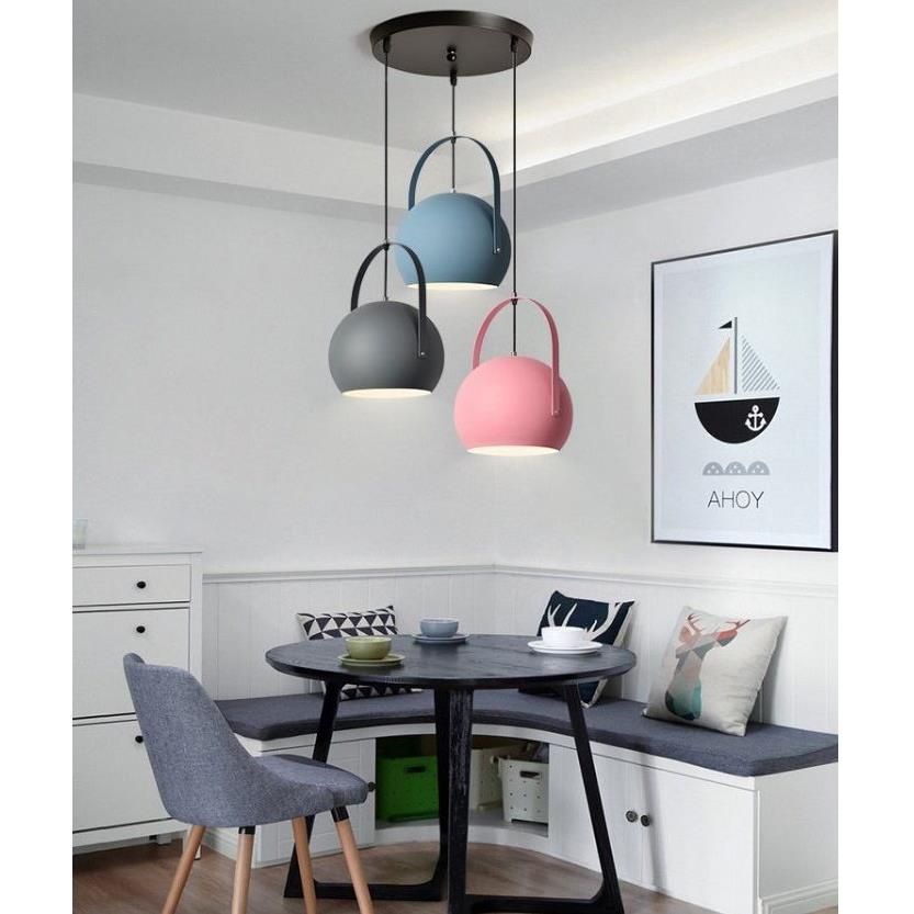 Bộ 3 đèn thả trần chao bát kèm bóng Led búp, Đèn trang trí phòng khách, nhà hàng 3DT2B