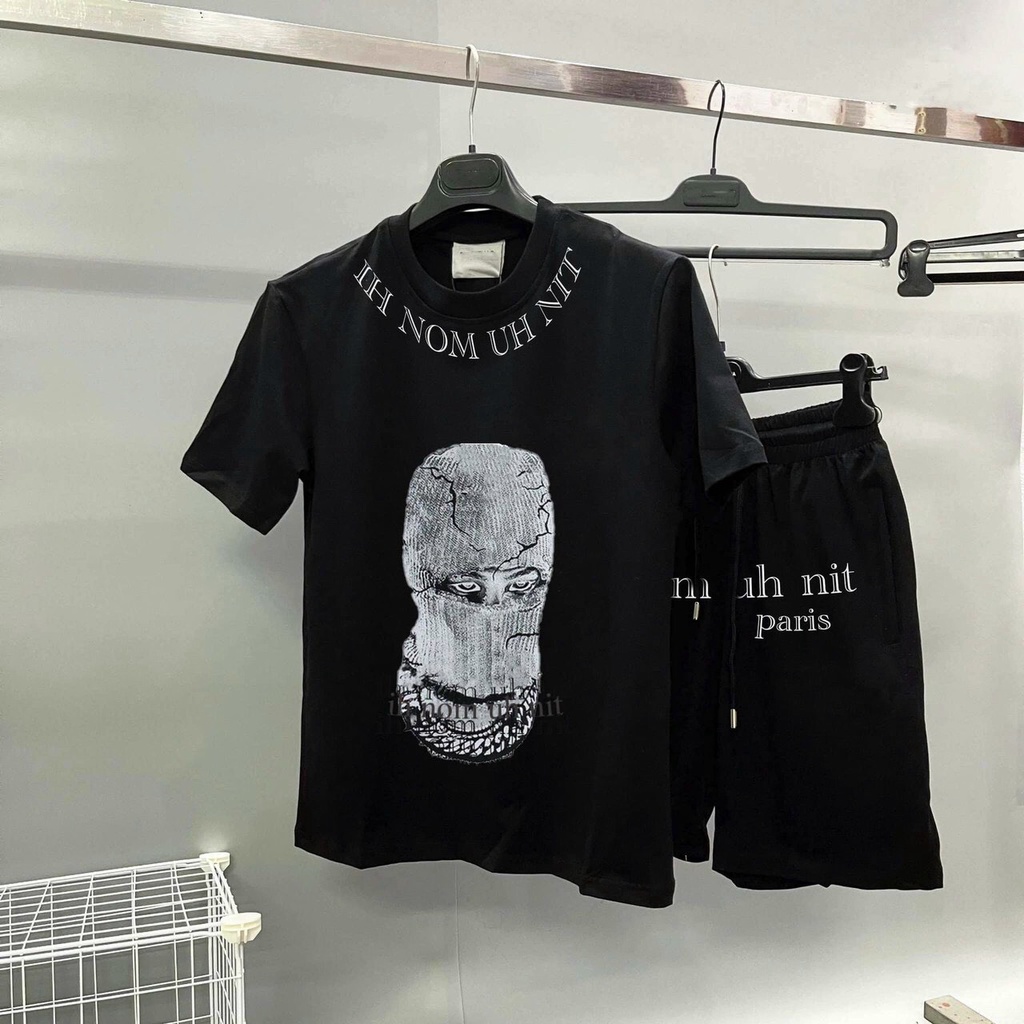 Bộ Thể Thao Nam, Set Quần Áo Thun Unisex Hình Mặt Nạ Chất Cotton Thoáng Mát Phong Cách Hiphop