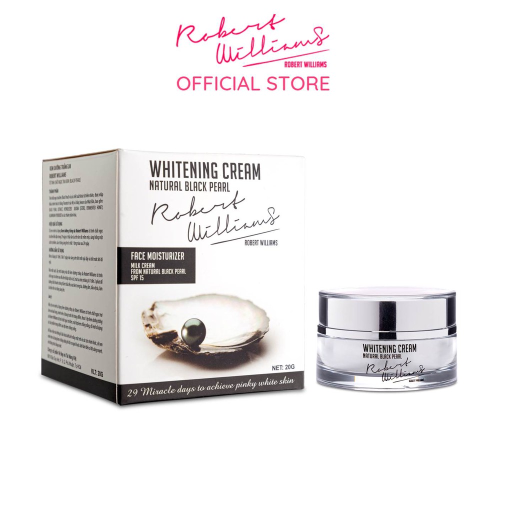 Kem dưỡng trắng và cấp ẩm mạnh mẽ Ngọc trai đen 20g ROBERT WILLIAMS Whitening cream