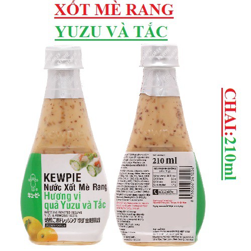 Nước Xốt Mè Rang Kewpie Chanh Yuzu &amp; Tắc 210ml - Nước trộn Salad