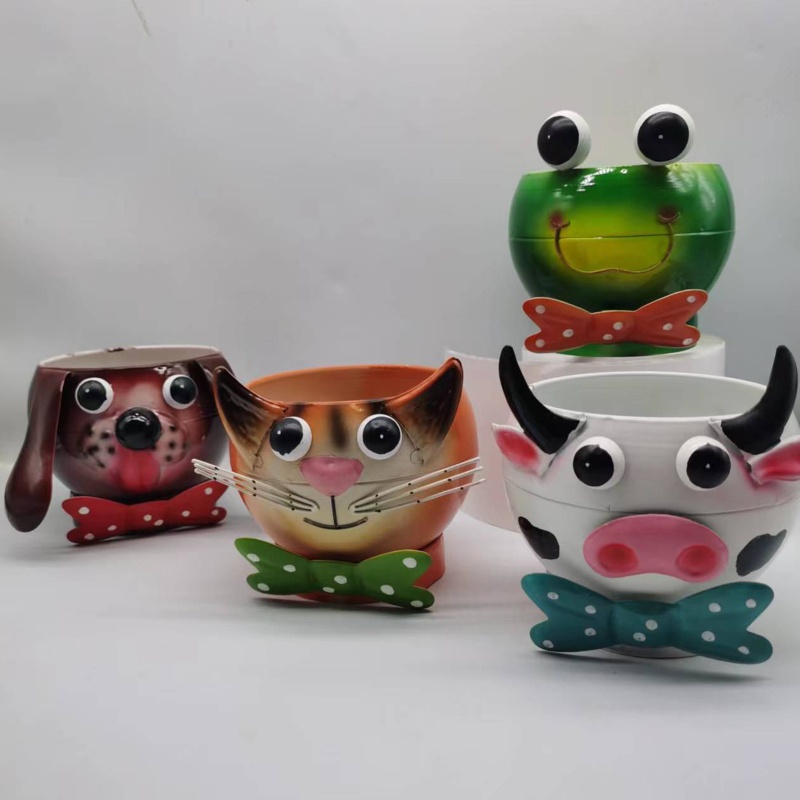 Chậu Hoa Bằng Kim Loại Hình Động Vật Dễ Thương Sáng Tạo