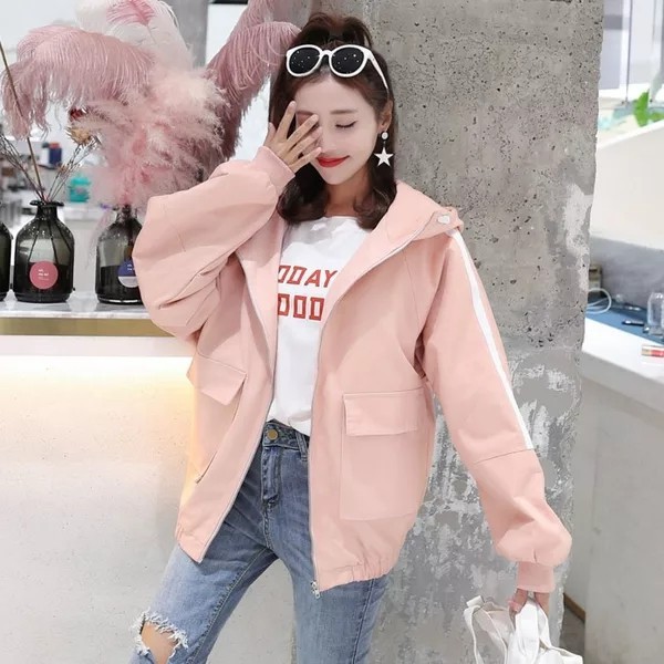 [P5] Áo khoác dù nữ túi hộp 2 xọc xinh xắn - khoát đẹp có nón | BigBuy360 - bigbuy360.vn