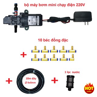 Bộ máy bơm phun sương 10 béc đồng đặc
