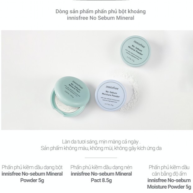 [Mã COSIF12 giảm 10% đơn 400K] Phấn nén kiềm dầu innisfree No Sebum Mineral Pact 8.5 g | BigBuy360 - bigbuy360.vn