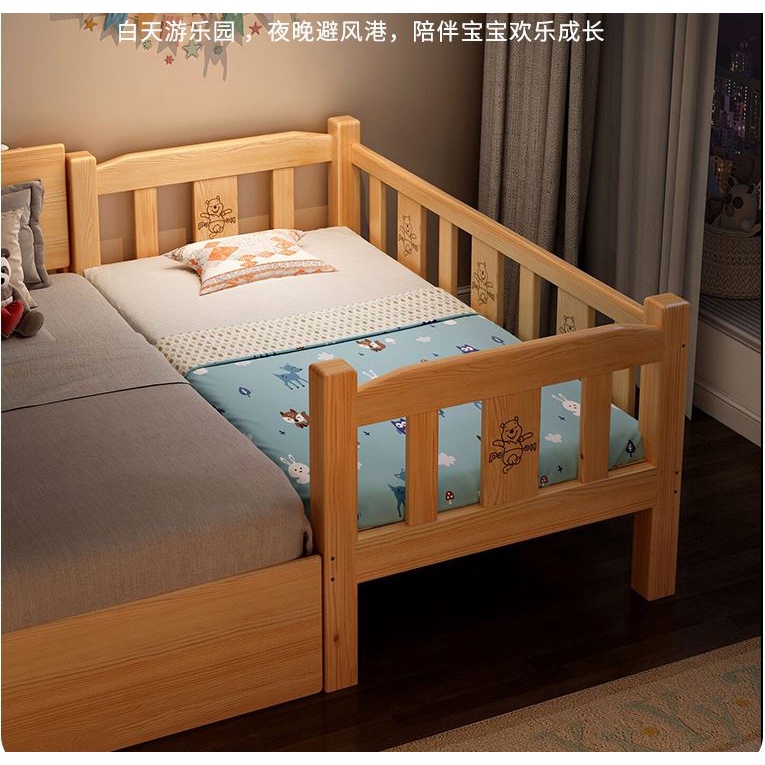 Giường ngủ cho bé ( Kèm Đệm Và Ga ) ,giường cho bé, ghép giường cha mẹ, chất liệu gỗ thông Kích Thước 150 x 70 x 40 cm
