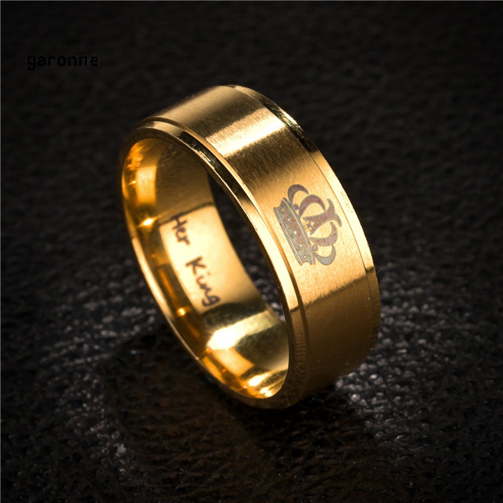 Nhẫn đôi bằng thép Titan khắc chữ King / Queen thời trang