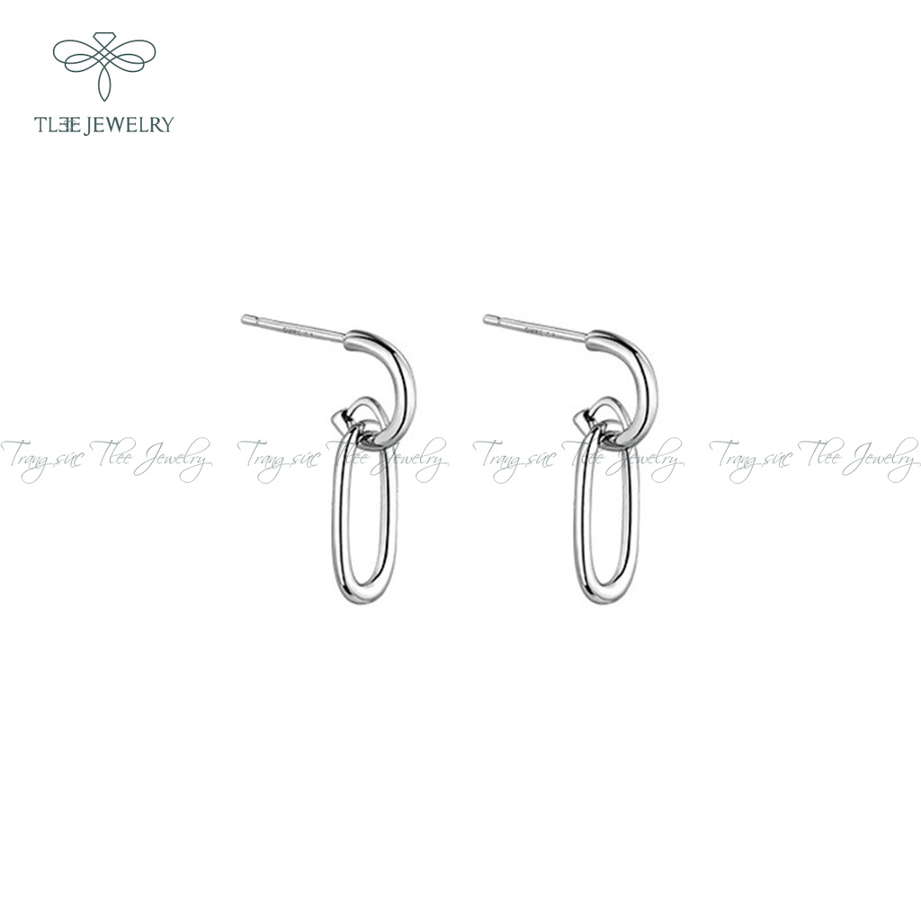 Khuyên tai bạc unisex TLEE xích nối basic cá tính NCJ B0119