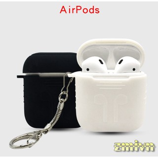 Bao silicon Airpod /Airpods bảo vệ tai nghe Bluetooth Apple có móc đeo kim loại