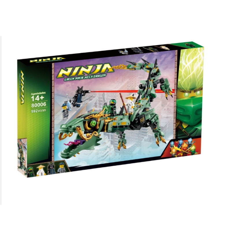 [Mã LIFE0503TOYS1 giảm 10% đơn 150k] Đồ chơi Lắp ghép Mô hình Ninjago Rồng Xanh Huyền Thoại của ninja 80006