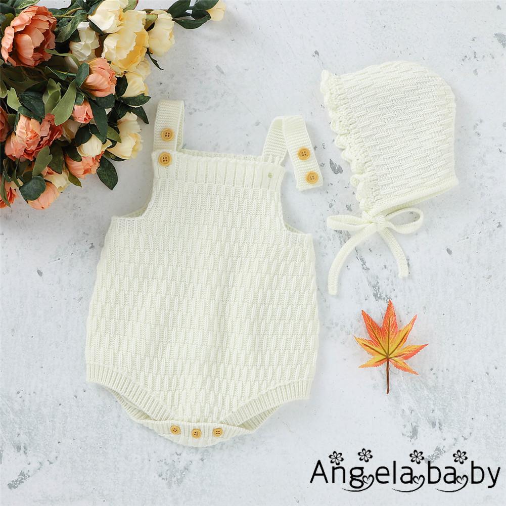 Set 2 món áo liền quần và nón vải len xinh xắn cho bé