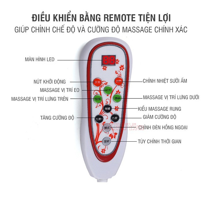 Đệm (máy) massage lưng rung nóng trị đau nhức lưng YJ-M4 - GIÁ RẺ