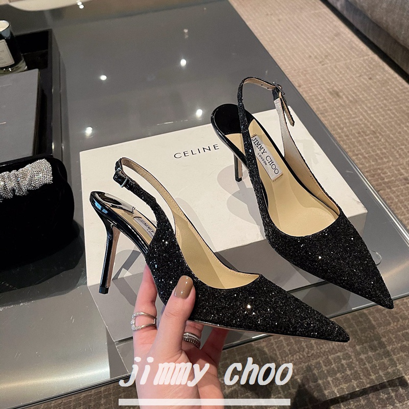 Giày Cao Gót 8cm Da Cừu Mũi Nhọn Đính Kim Tuyến Lấp Lánh Thoải Mái Thời Trang Cho Nữ
