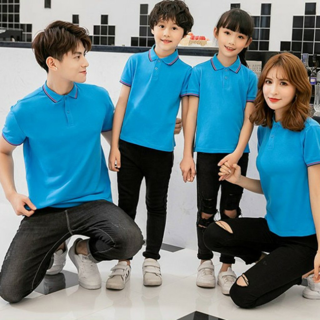 Áo gia đình polo . Đồ gia đình .Chất liệu thun poly loại 1 co giản 4 chiều đủ màu đủ size từ 8 đến 100kg .