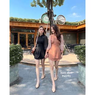 [RÁCH STORE] Set đầm 525 đầm nút bọc dập li short vải