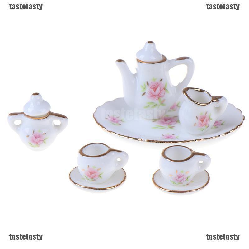 Set 8 Ly Uống Trà Bằng Sứ Mini Tỉ Lệ 1 / 12 Trang Trí Nhà Búp Bê