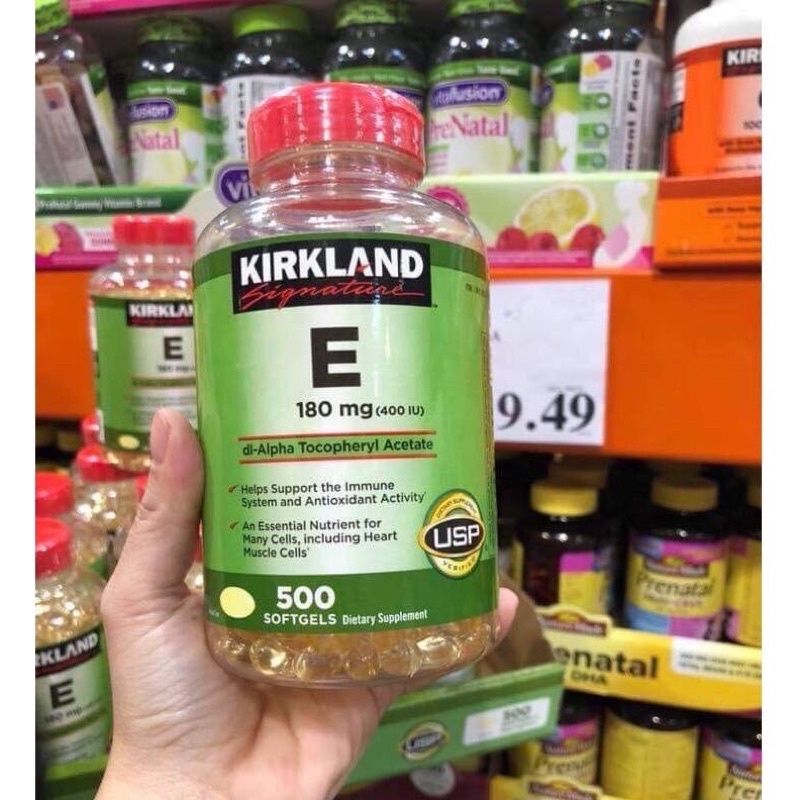 Vitamin E Kirkland 400 IU Mỹ 500 Viên trẻ hóa làn da chống lão hóa 180Mg Vitamin E