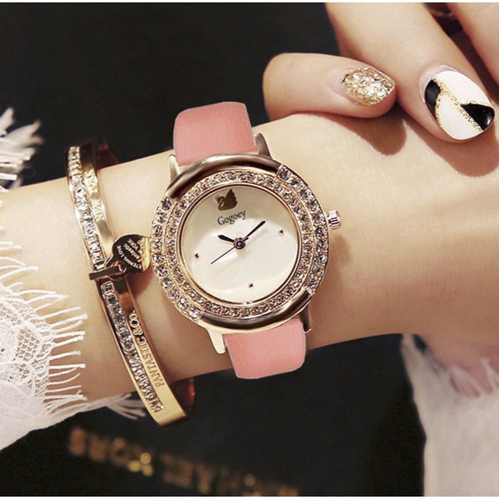Đồng Hồ Nữ GOGOEY 291 Viền Đá Cao Cấp Chống Nước 3ATM Dây Da Trẻ Trung | BigBuy360 - bigbuy360.vn