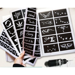 Bộ mực xăm 15 ngày và 6 tấm khuôn mẫu tự chọn