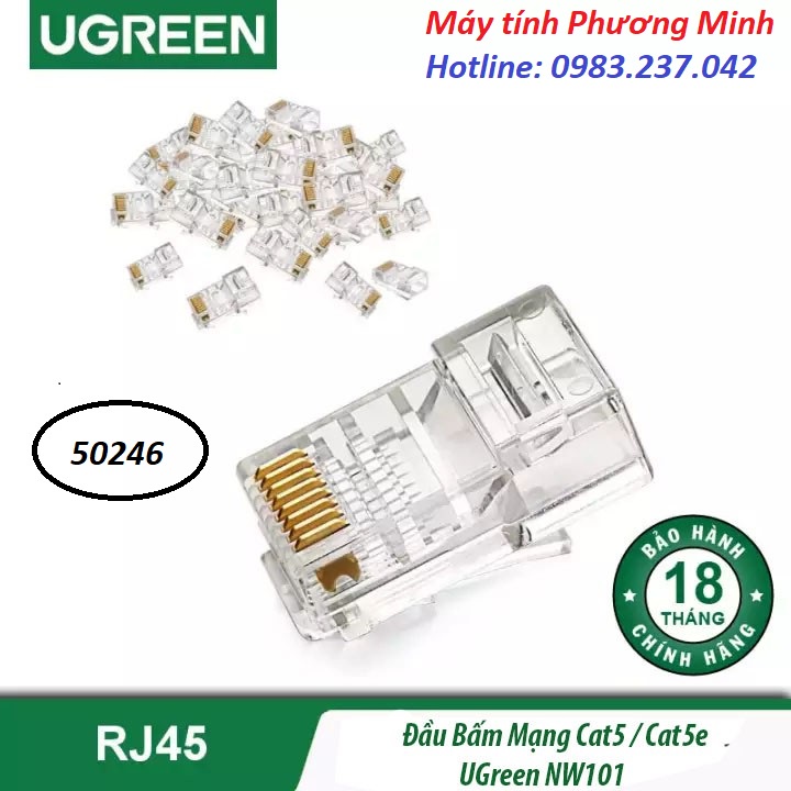 Hạt mạng RJ45 Cat5e 100c/túi chính hãng Ugreen 50246 cao cấp