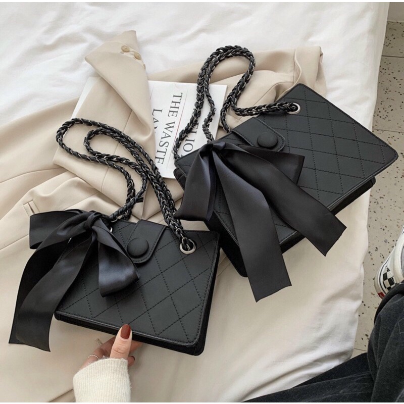 Túi xách nữ, túi kẹp nách đeo chéo thời trang có nơ - size 25