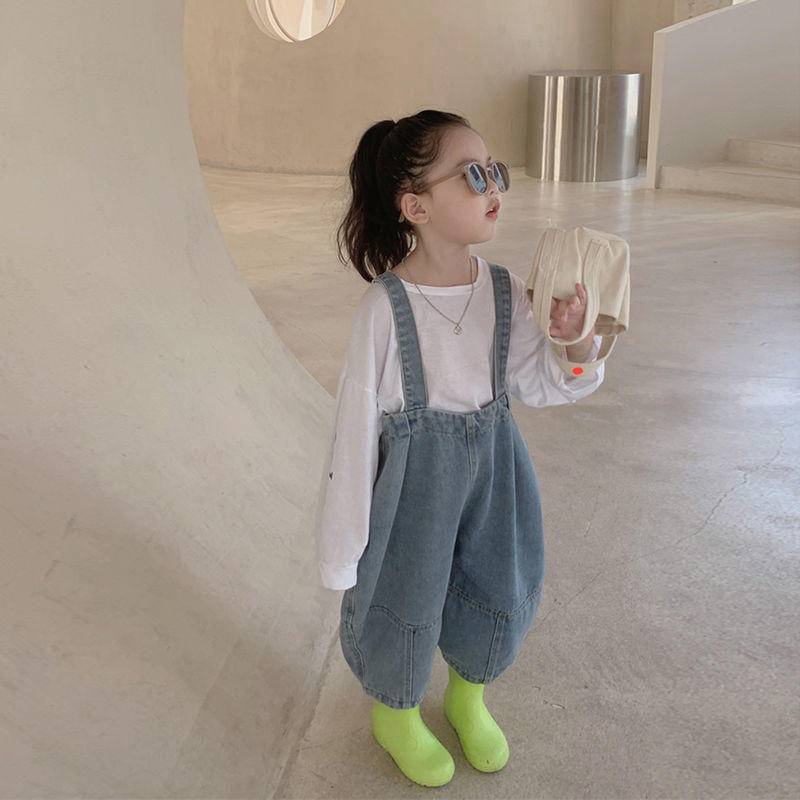 Hàng Mới Về [Hàng Mới Về] Quần Yếm Denim Dáng Rộng Thoải Mái Phong Cách Hàn Quốc Thời Trang Mùa Thu Cho Bé Gái