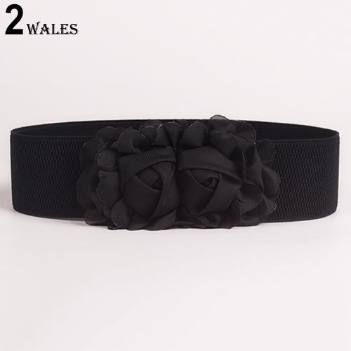 Thắt lưng co giãn bản to họa tiết hoa thời trang cho nữ