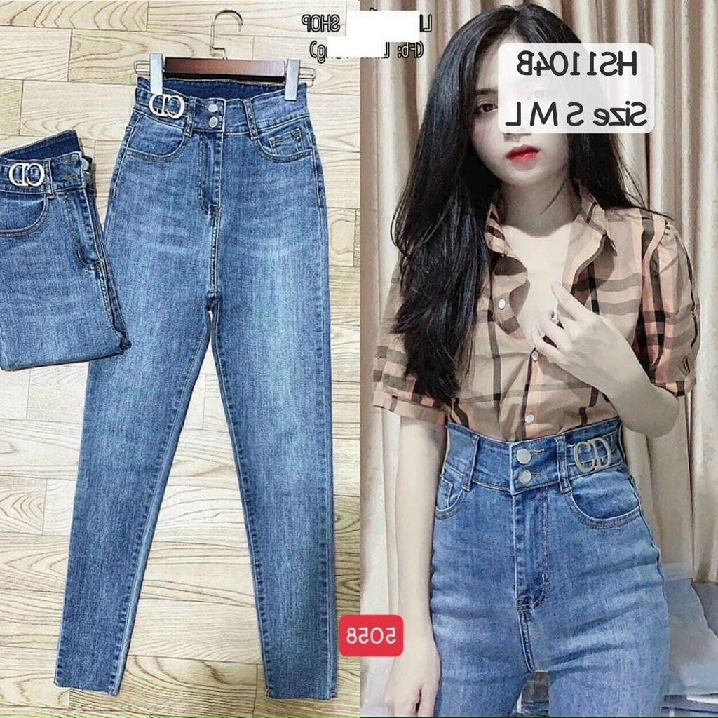 Quần jean nữ xanh trơn cao cấp - Chất liệu Denim, co dãn tốt (Hàng chuẩn form) Thời Trang Nam Nữ Gemini KVC5058
