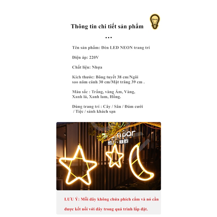 Dây đèn led NEON nhiều mẫu ngôi sao trang trí DECOR  lễ hội NOEL ngoài trời , đường phố , công viên MOXI .