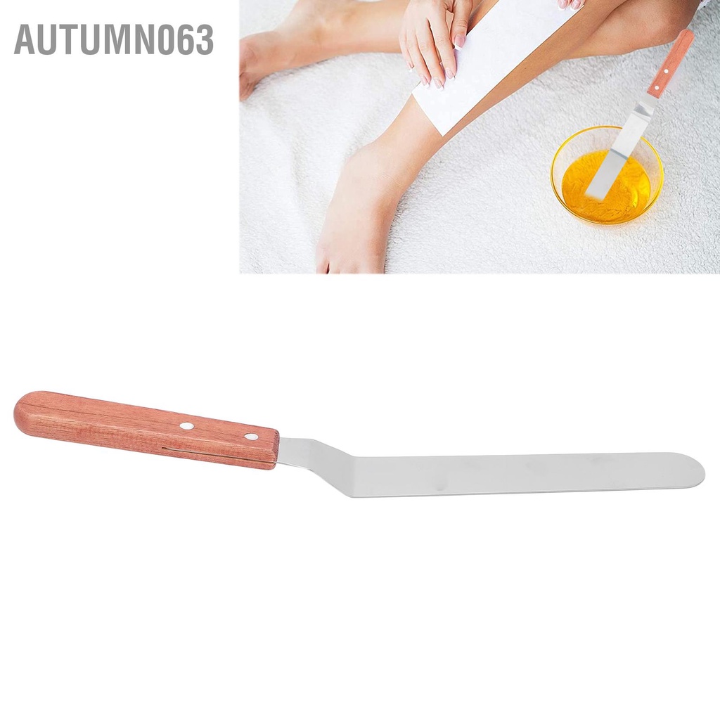 Autumn063 Công thức tẩy lông bằng thép không gỉ Tay cầm gỗ Tẩy Que khuấy sáp đa chức năng
