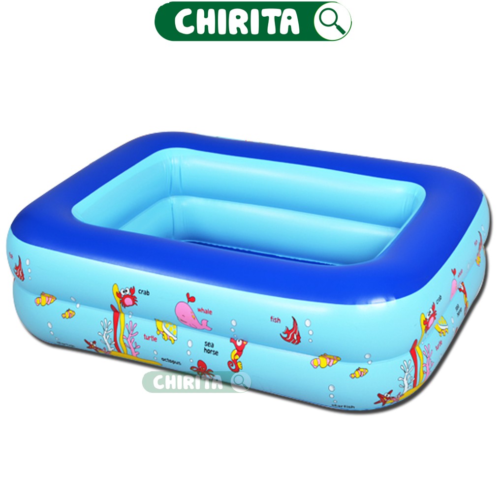 Hồ Bơi Trẻ Em 2 Tầng 1M50 x 110 x 35cm - Bể Bơi Cho Bé Tặng Kèm Máy Bơm 2 Chiều Cao Cấp CHIRITA